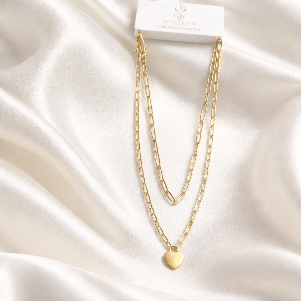Gold Heart Pendant Layered Necklace